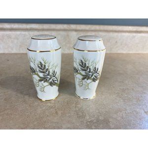 Adderley Fine Bone China Salt & Pepper Shakers Leaf Pattern